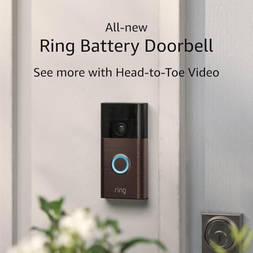 Ring Battery Doorbell, Head-to-Toe Video, Live View with Two-Way Talk, and Motion Detection & Alerts (newest model), Satin Nickel