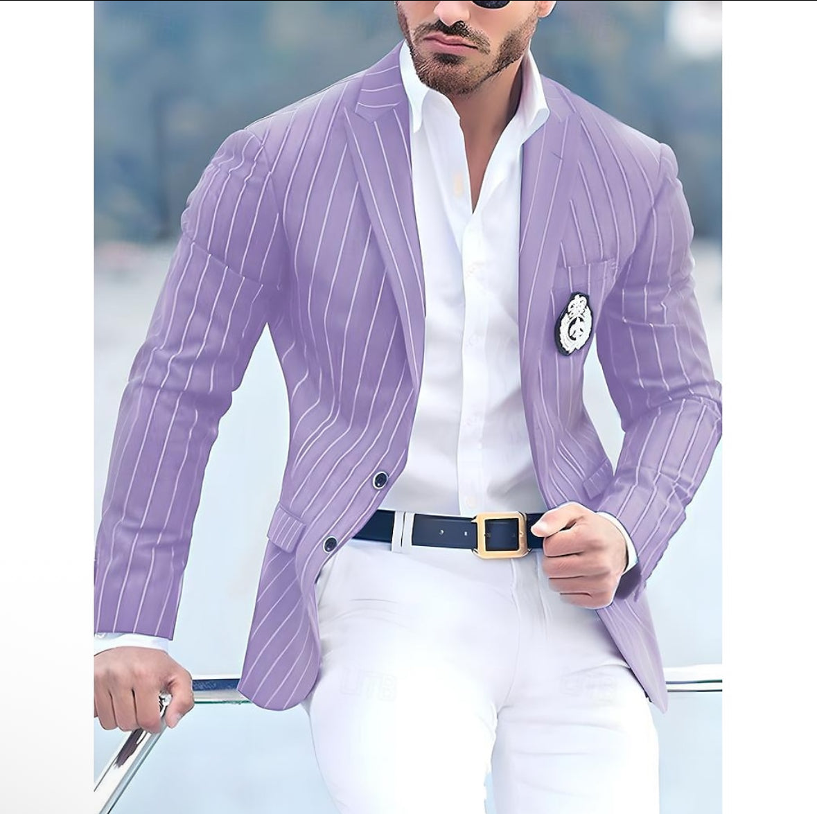 Hombre Graduación Traje de cóctel chaqueta Negocio Noche formal Fiesta de Boda Solo arriba Moda Casual Verano Primavera & Otoño Poliéster Rayas Bolsillo Casual / Diario Botonadura Simple Chaqueta de #9663382