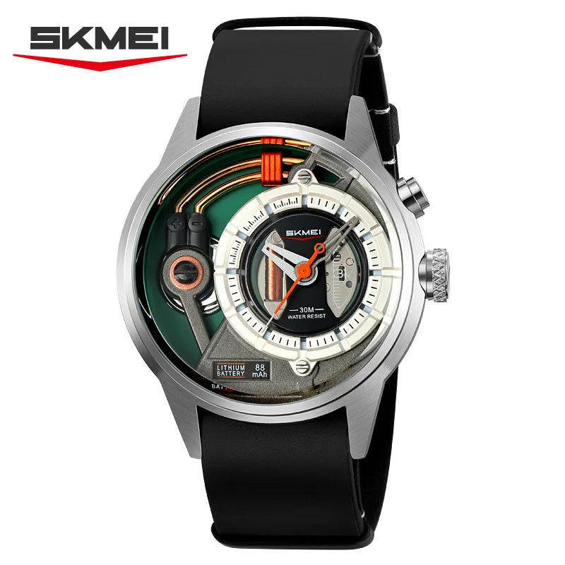 Creative cyberpunk style men's wristwatch 3D dial LED light simple leisure quartz watches for man reloj poedagar hombre