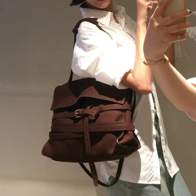 New Strap Shoulder Bag Tote Bag Frosted Suede Women's Bag Large Capacity Crossbody Bag