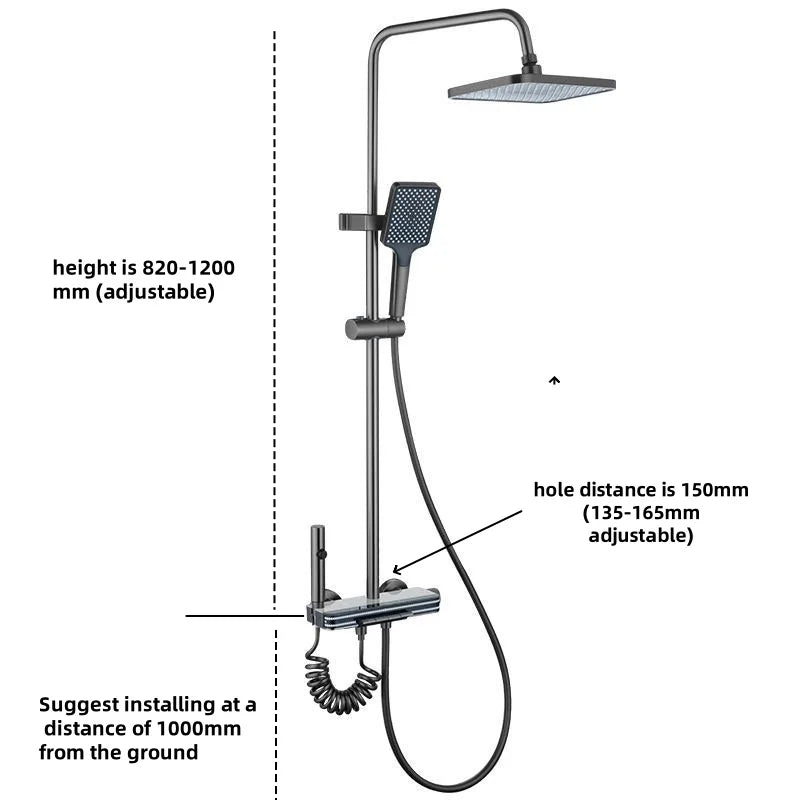 Hot Cold Temperature Digital Display Shower Set White Shower Faucet System Set With Ambient Light Bathroom Faucet Shower Head