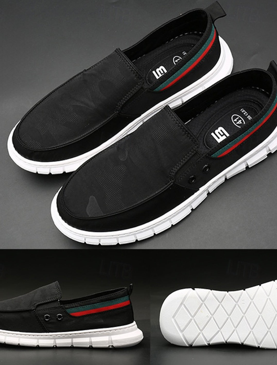 Mocasines de lona sin cordones para hombre