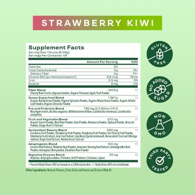 Bloom Nutrition Greens & Superfoods Powder, Strawberry Kiwi, 0.5 lbs.