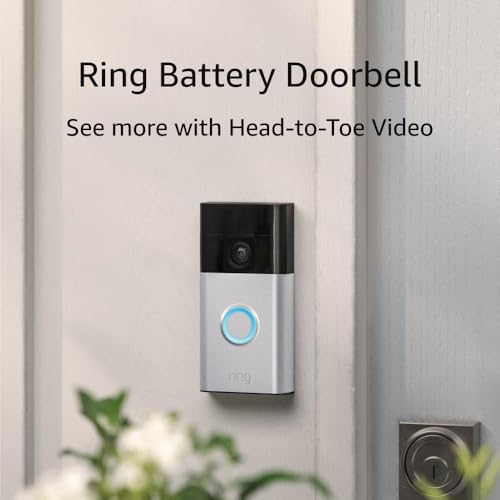 Ring Battery Doorbell, Head-to-Toe Video, Live View with Two-Way Talk, and Motion Detection & Alerts (newest model), Satin Nickel