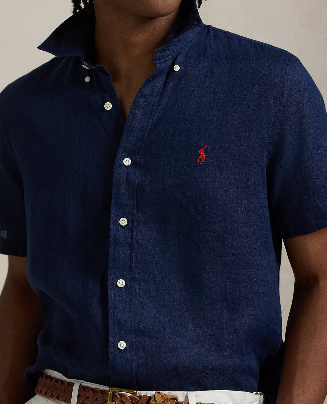 Men’s Short-sleeve Linen Button-up