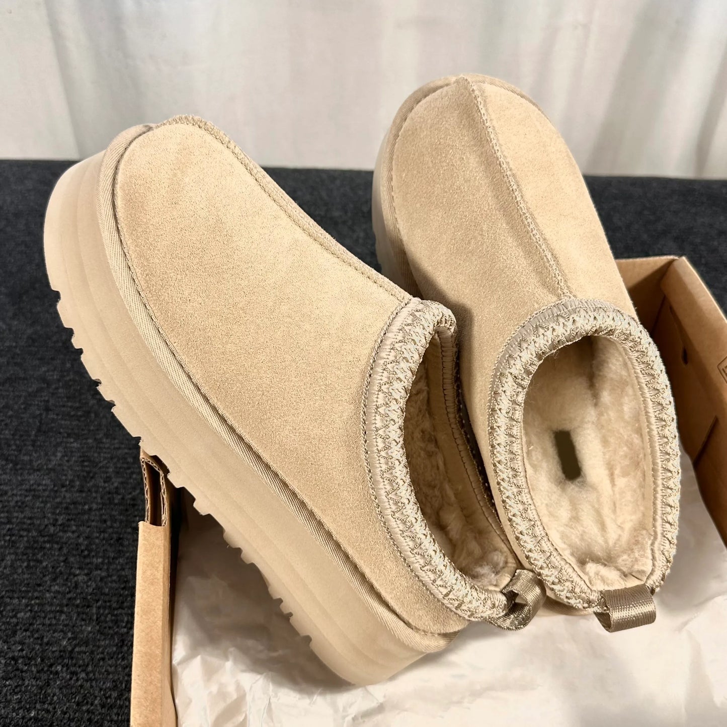 Designer Tasman Slippers Women's Tazz Slippers Vintage Mustard Seeds Chestnut Sand Matte brown fur sheepskin Classic Boots Winter non-slip shoes Suede wool boots