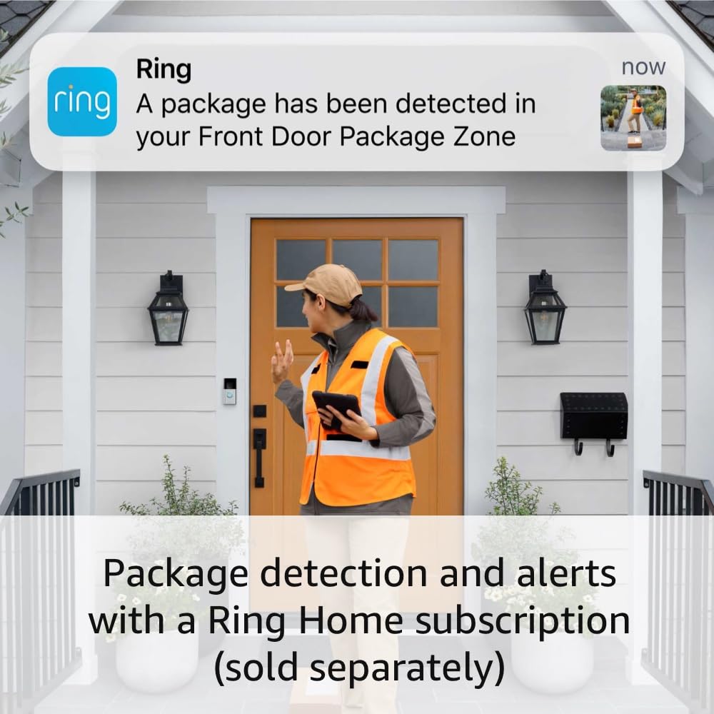 Ring Battery Doorbell, Head-to-Toe Video, Live View with Two-Way Talk, and Motion Detection & Alerts (newest model), Satin Nickel