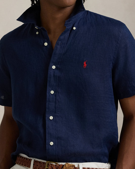 Men’s Short-sleeve Linen Button-up