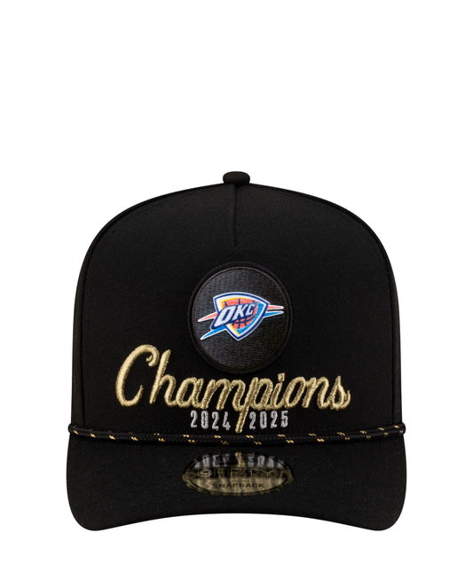 New Era Adult 2025 NBA championship Oklahoma City Thunder Locker Room 9Fifty Adjustable Cap.