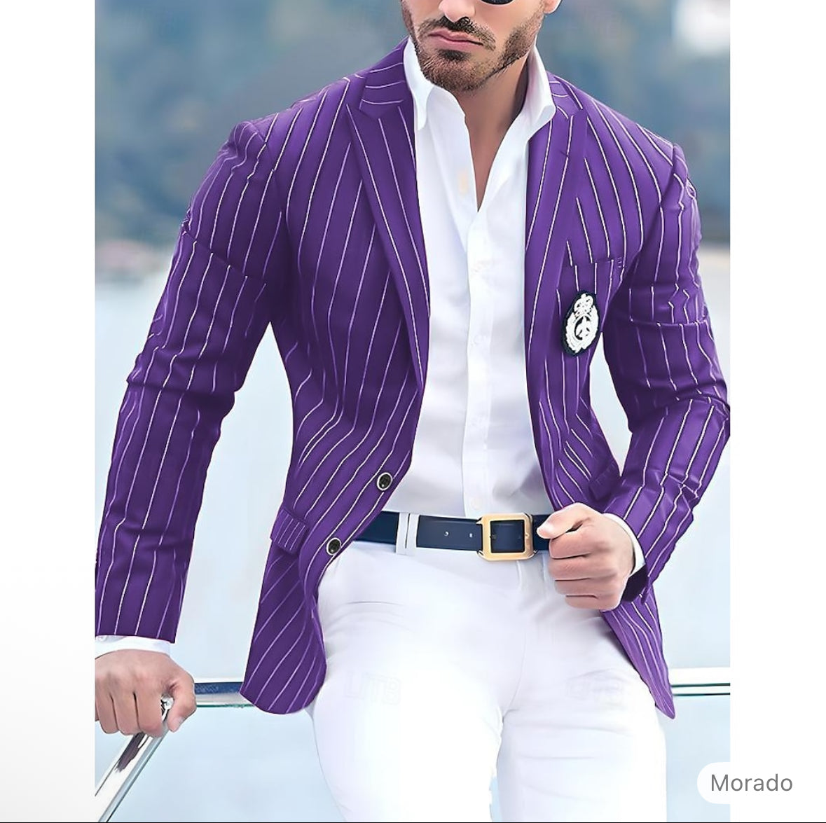 Hombre Graduación Traje de cóctel chaqueta Negocio Noche formal Fiesta de Boda Solo arriba Moda Casual Verano Primavera & Otoño Poliéster Rayas Bolsillo Casual / Diario Botonadura Simple Chaqueta de #9663382