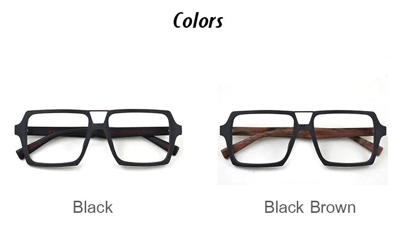 HDCRAFTER Oversized Vintage Square Glasses Frame with Clear Lens Women Men Wood Optical Eyeglasses Prescription Frames Spectacle