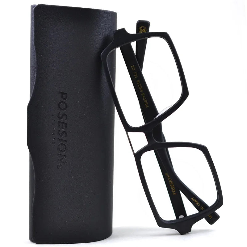 HDCRAFTER Oversized Vintage Square Glasses Frame with Clear Lens Women Men Wood Optical Eyeglasses Prescription Frames Spectacle