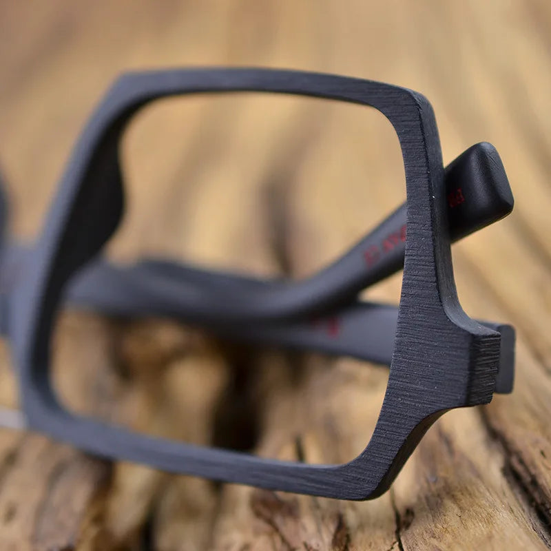 HDCRAFTER Oversized Vintage Square Glasses Frame with Clear Lens Women Men Wood Optical Eyeglasses Prescription Frames Spectacle