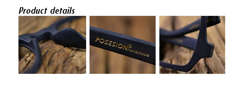 HDCRAFTER Oversized Vintage Square Glasses Frame with Clear Lens Women Men Wood Optical Eyeglasses Prescription Frames Spectacle