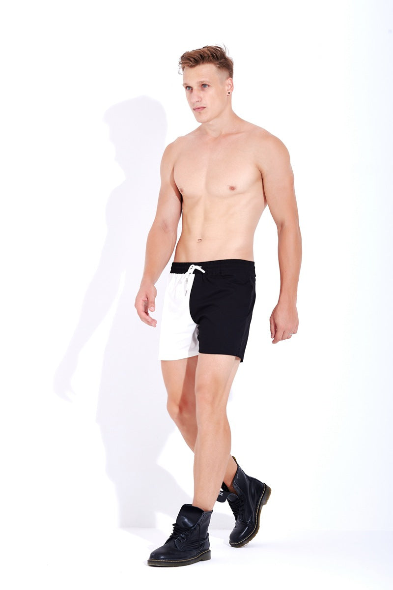 Fashion Trendy Patchwork Contrast Color Pure Cotton Personality Shorts