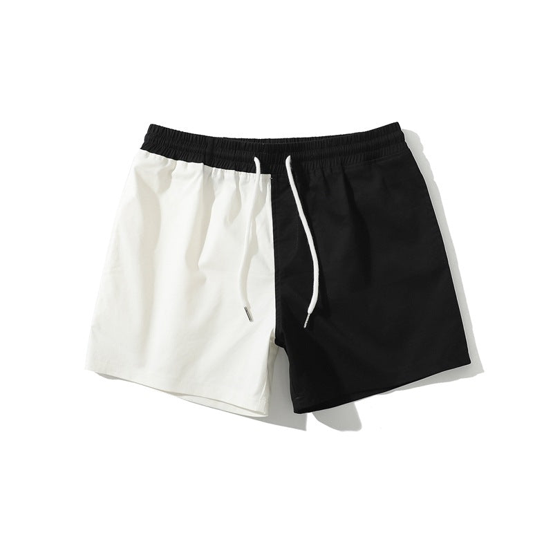 Fashion Trendy Patchwork Contrast Color Pure Cotton Personality Shorts