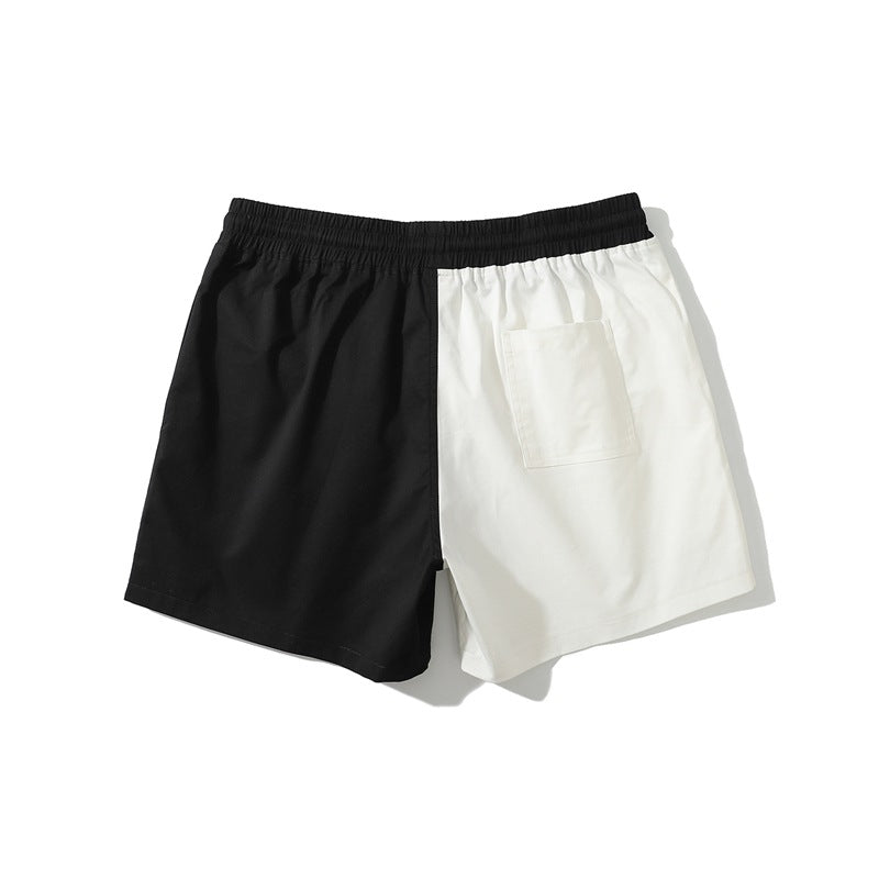 Fashion Trendy Patchwork Contrast Color Pure Cotton Personality Shorts