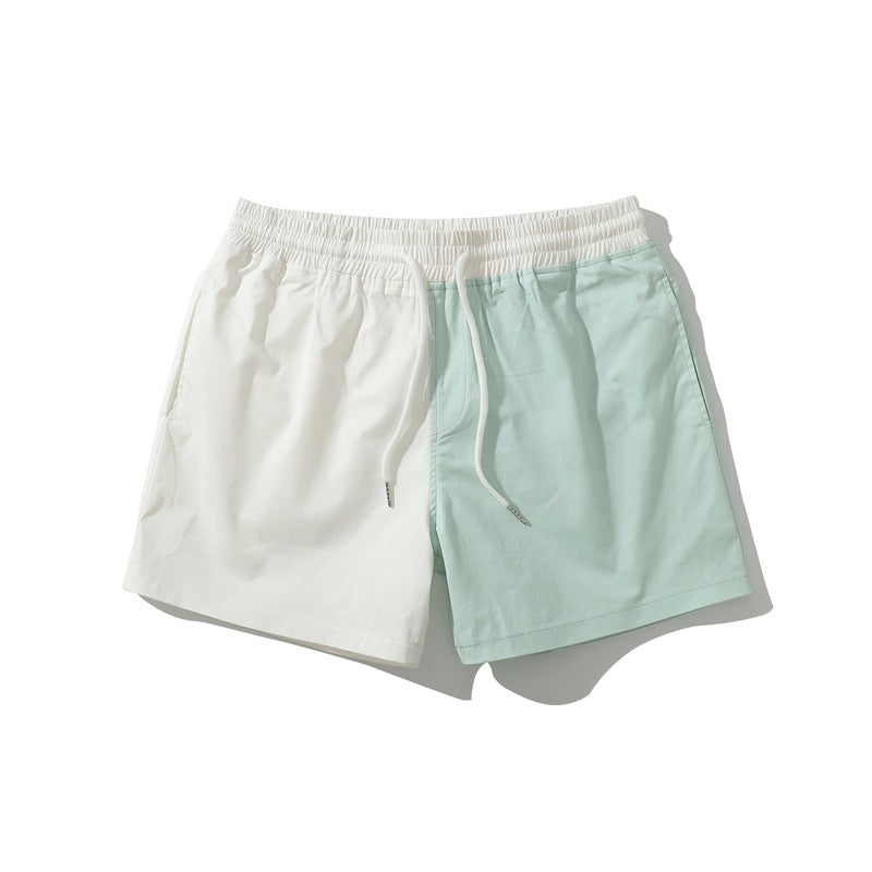 Fashion Trendy Patchwork Contrast Color Pure Cotton Personality Shorts