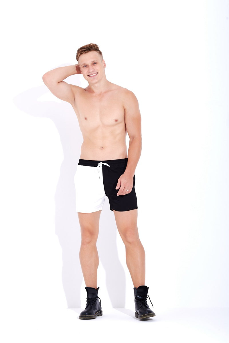 Fashion Trendy Patchwork Contrast Color Pure Cotton Personality Shorts