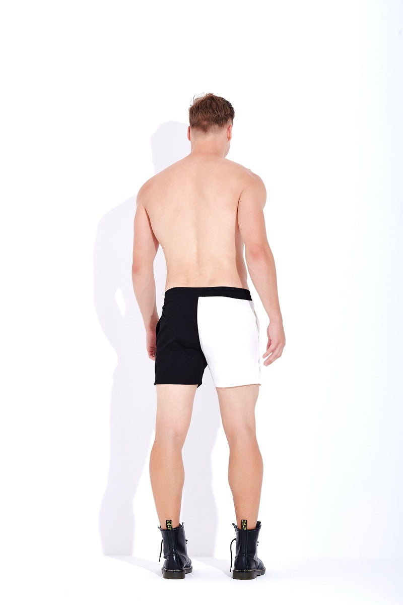 Fashion Trendy Patchwork Contrast Color Pure Cotton Personality Shorts