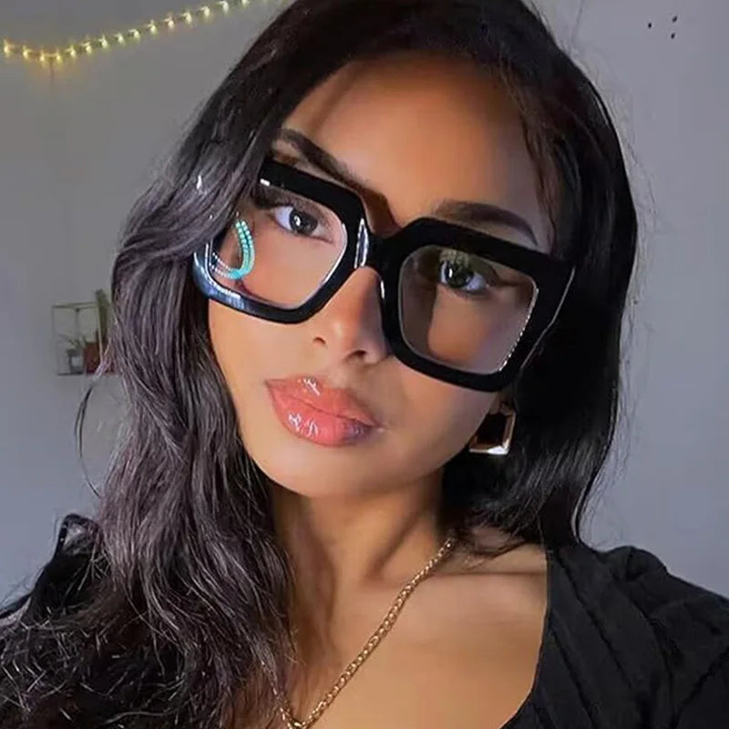 Square Shape Woman Eyeglasses Bohemian Style Blue Light Blocking Glasses for Women New Style Decorative Glass
