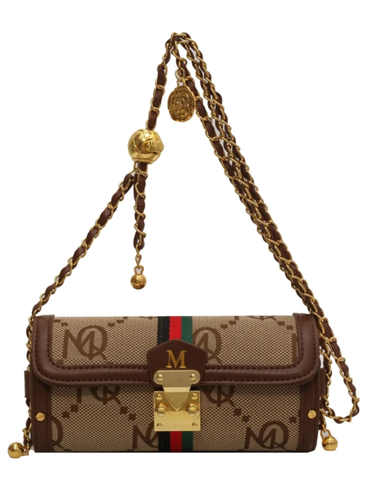 Light luxury brand-name high-end designer bag female 2025 new spring and summer niche shoulder bag messenger bag cylinder bag