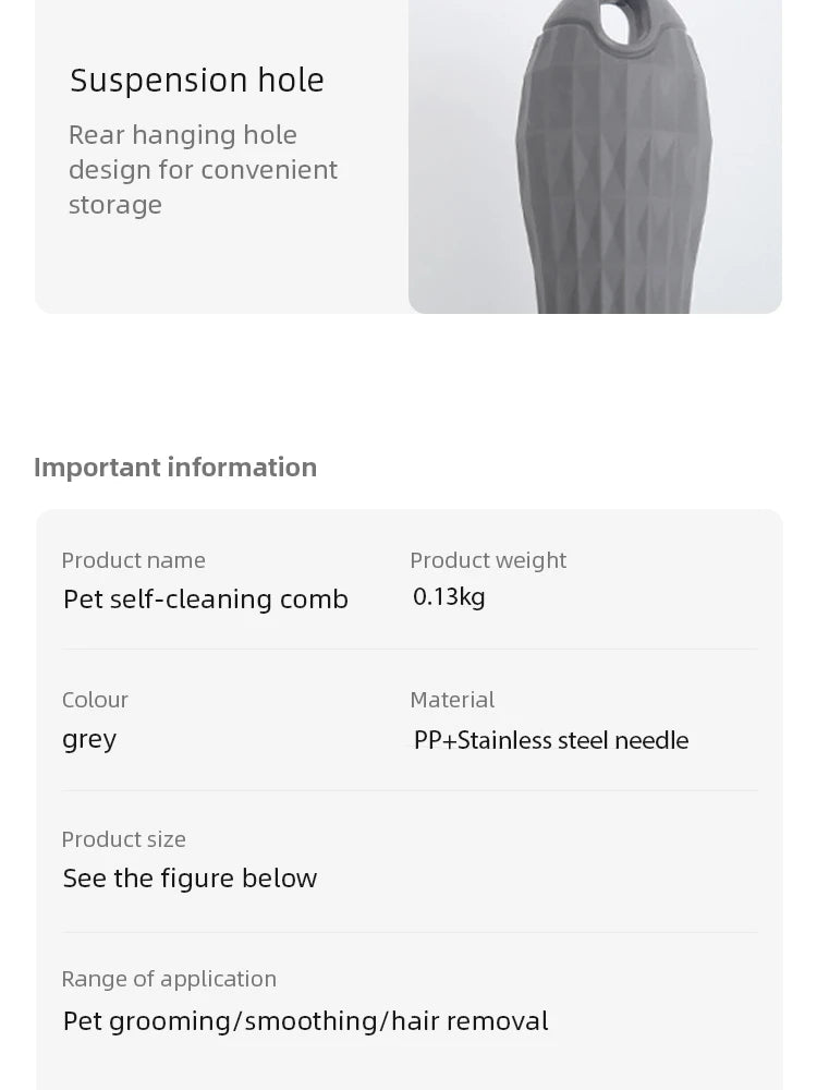 Pet Comb Automatic Hair Removal Comb Stainless Steel Needle Comb Cat Comb Cleaning Household Goods One Click Hair Removal