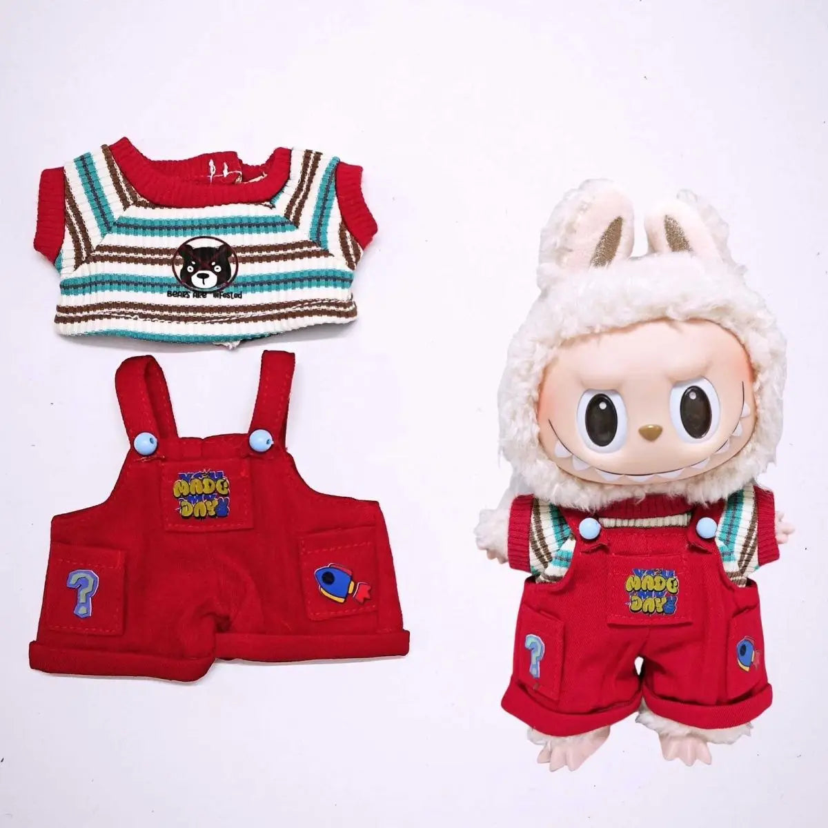 Labubu 3.0 Big Into Energy Red Sports Outfit with Earphones for 15/17cm Ropa Labubu Dolls