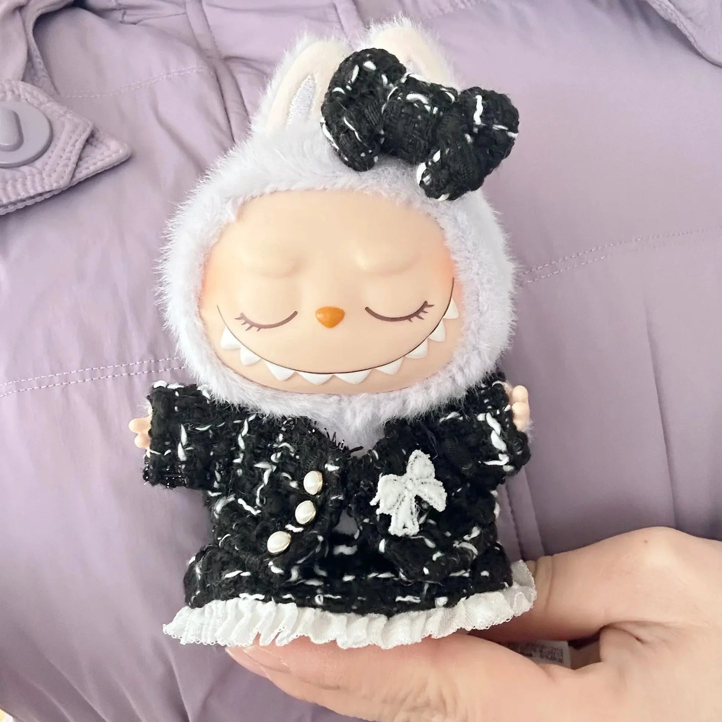 Labubu Doll Clothes For 17cm Labubu Accessories Classic Dress Grid Style Suit Skirt DIY Mini Dolls Clothing