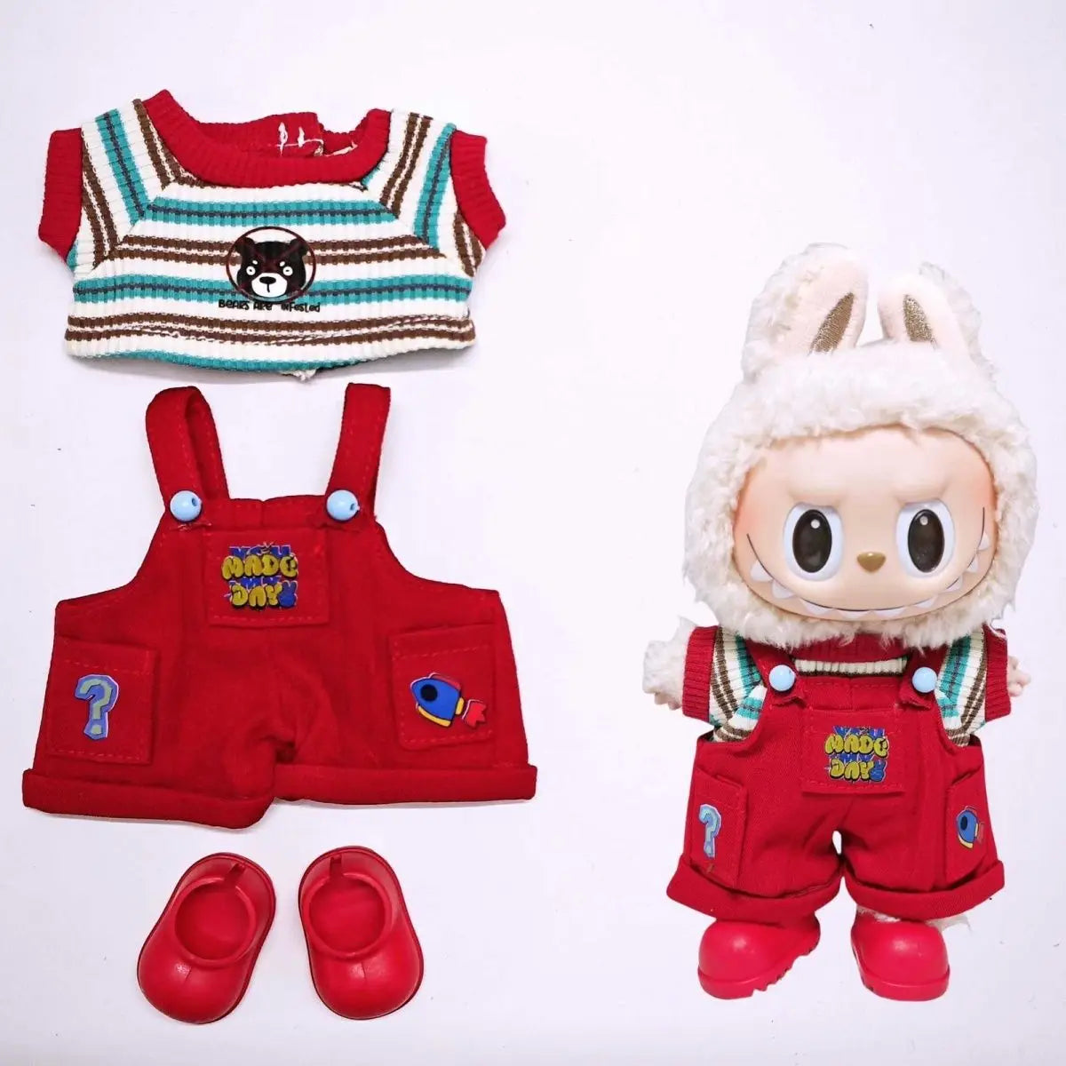 Labubu 3.0 Big Into Energy Red Sports Outfit with Earphones for 15/17cm Ropa Labubu Dolls