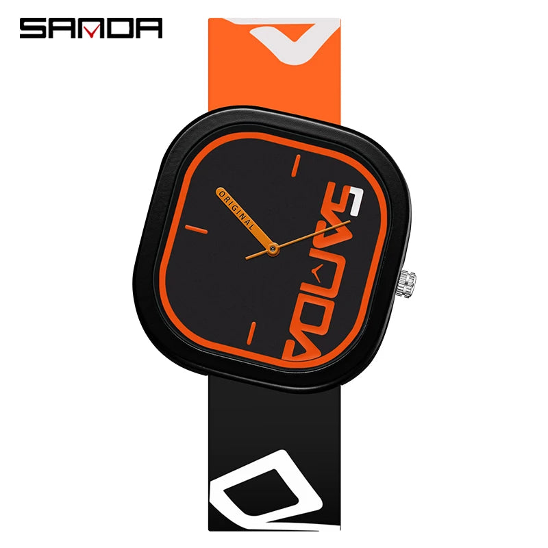 SANDA Brand Fashion Sports Quartz Watch Men Luxury Casual Waterproof Silicone Strap Men Clock  Simple Design Men Wristwatch 3203