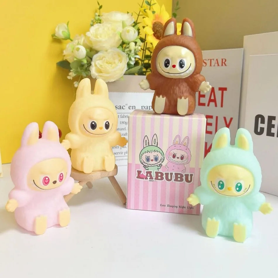 Labubu Night Light Cartoon Cute Children Toy Gift Diy Resin Car Labubu Model Soft Glow Bedside Companion for Sleep gift