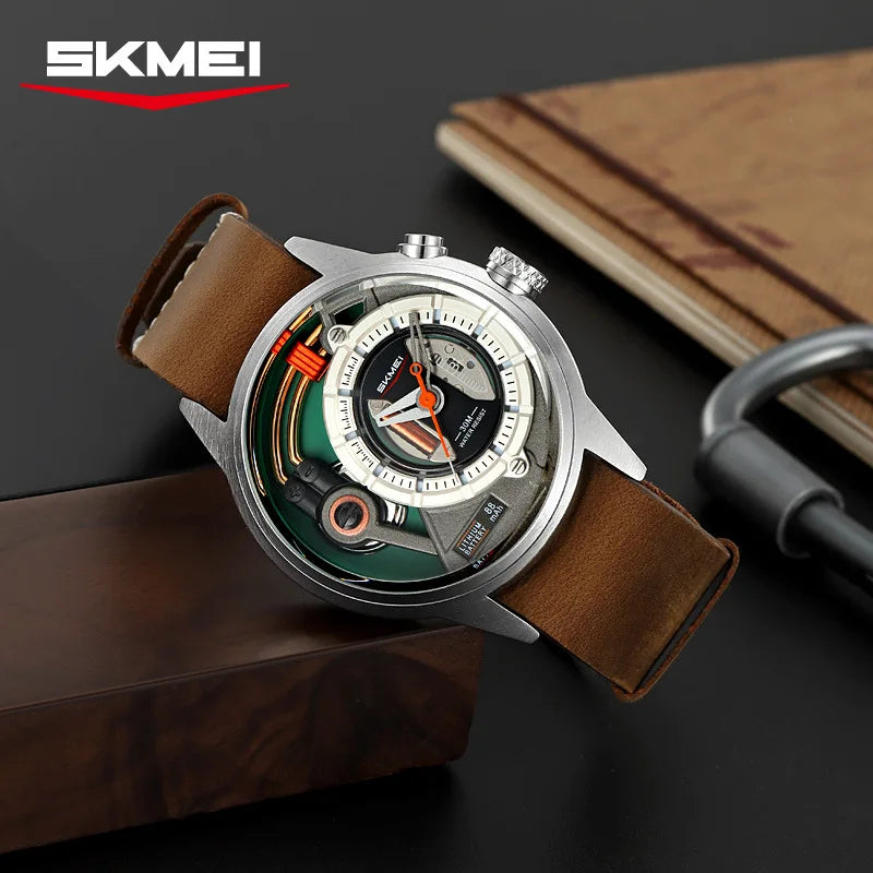 Creative cyberpunk style men's wristwatch 3D dial LED light simple leisure quartz watches for man reloj poedagar hombre