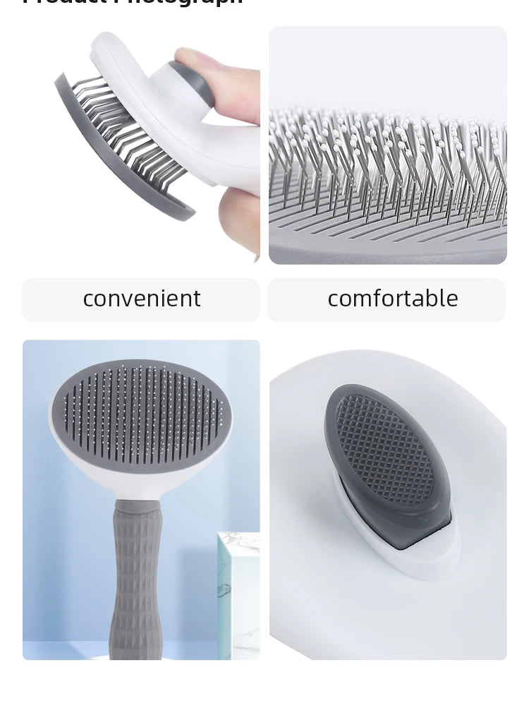 Pet Comb Automatic Hair Removal Comb Stainless Steel Needle Comb Cat Comb Cleaning Household Goods One Click Hair Removal