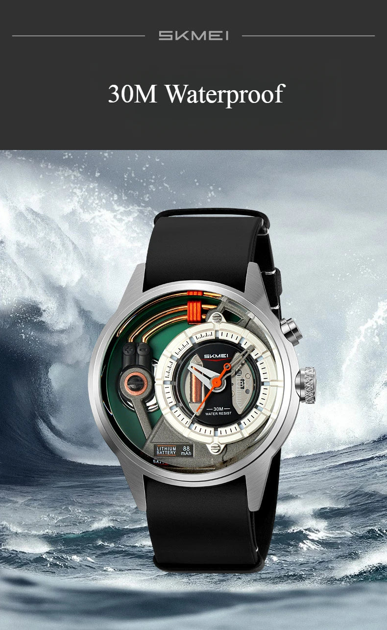 Creative cyberpunk style men's wristwatch 3D dial LED light simple leisure quartz watches for man reloj poedagar hombre