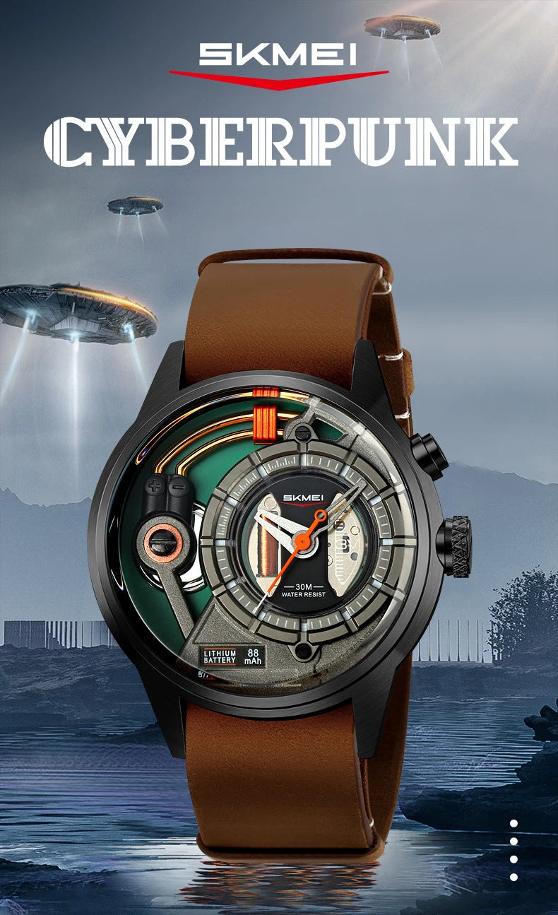 Creative cyberpunk style men's wristwatch 3D dial LED light simple leisure quartz watches for man reloj poedagar hombre