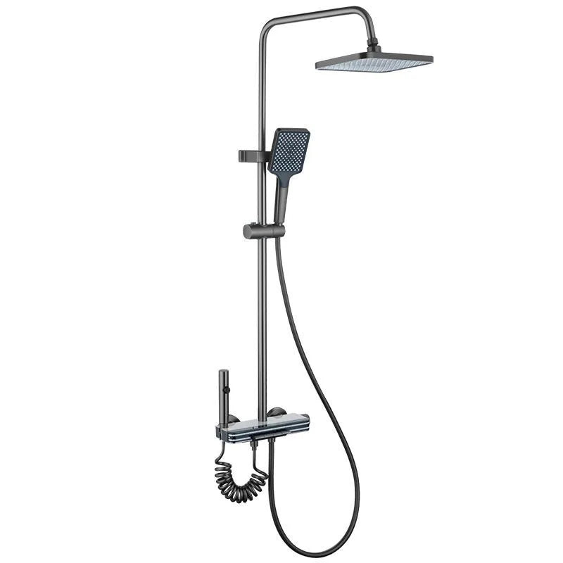 Hot Cold Temperature Digital Display Shower Set White Shower Faucet System Set With Ambient Light Bathroom Faucet Shower Head