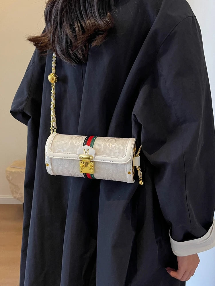 Light luxury brand-name high-end designer bag female 2025 new spring and summer niche shoulder bag messenger bag cylinder bag