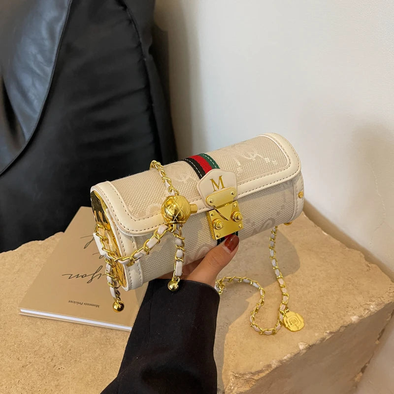 Light luxury brand-name high-end designer bag female 2025 new spring and summer niche shoulder bag messenger bag cylinder bag