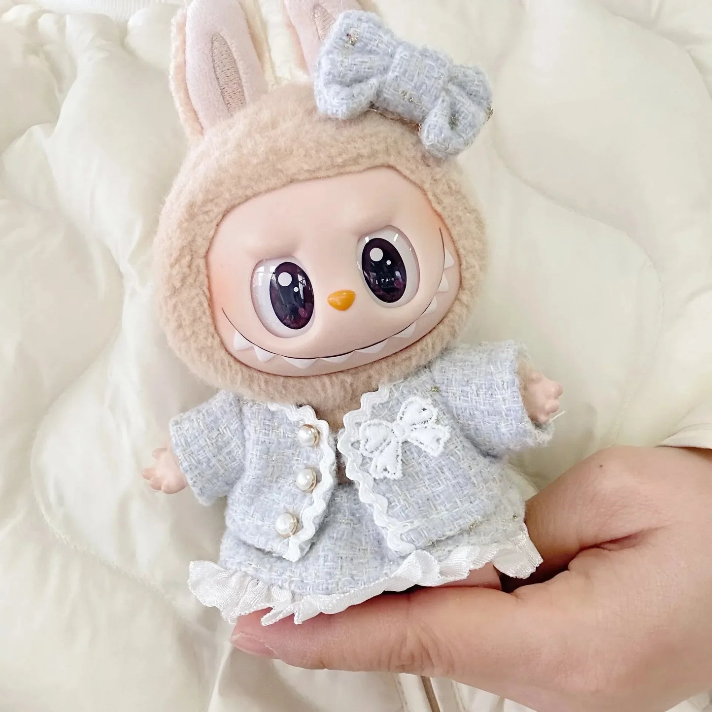 Labubu Doll Clothes For 17cm Labubu Accessories Classic Dress Grid Style Suit Skirt DIY Mini Dolls Clothing