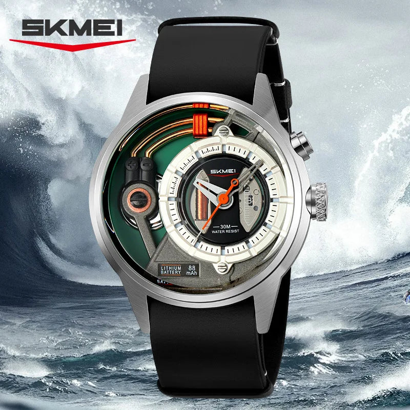 Creative cyberpunk style men's wristwatch 3D dial LED light simple leisure quartz watches for man reloj poedagar hombre