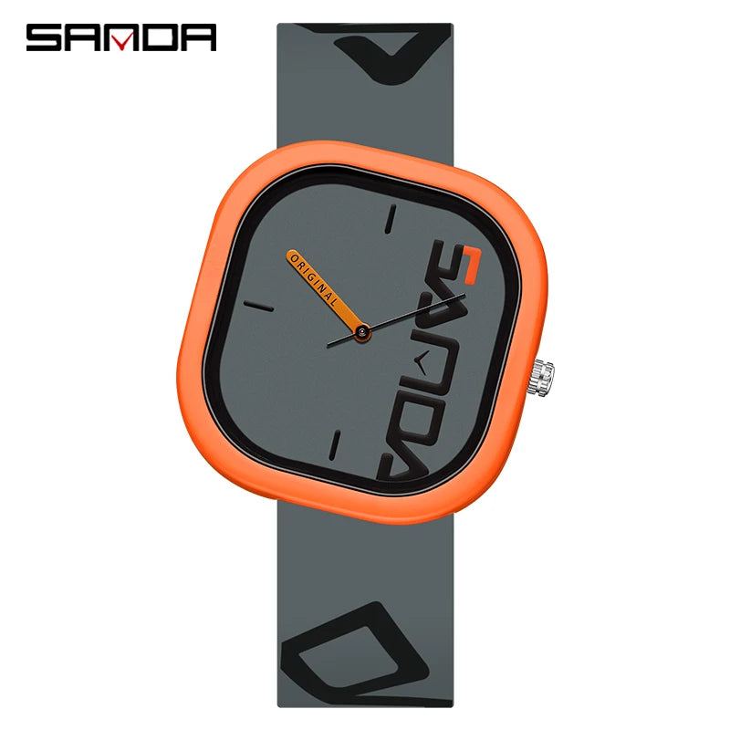 SANDA Brand Fashion Sports Quartz Watch Men Luxury Casual Waterproof Silicone Strap Men Clock  Simple Design Men Wristwatch 3203