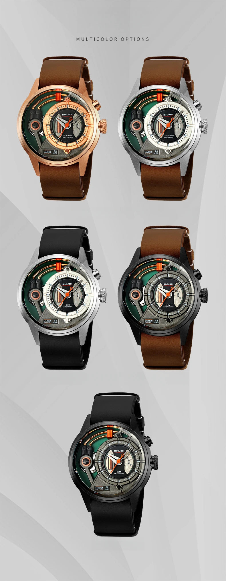 Creative cyberpunk style men's wristwatch 3D dial LED light simple leisure quartz watches for man reloj poedagar hombre