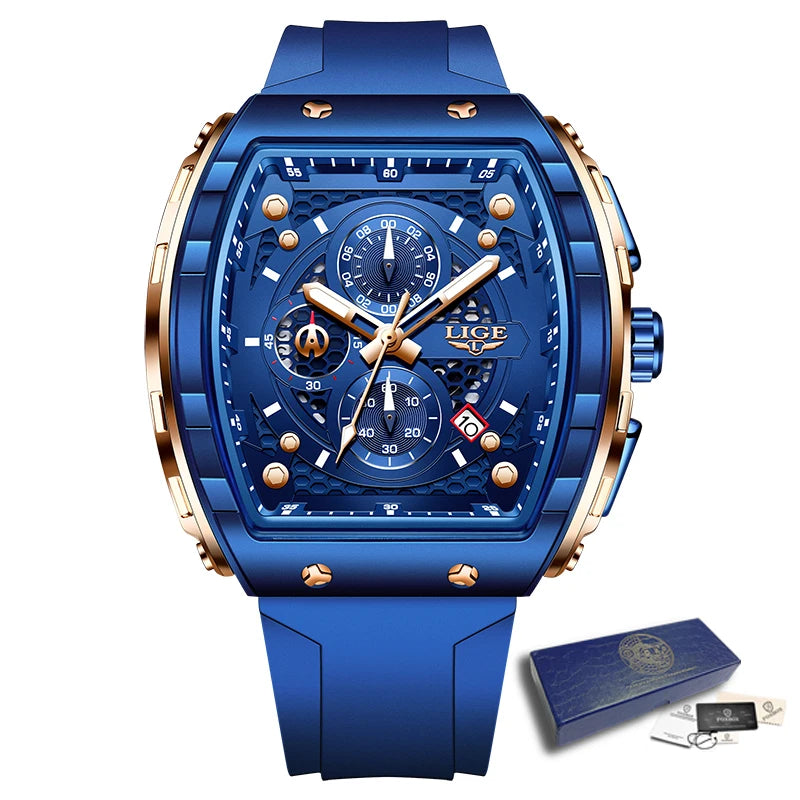 LIGE Top Brand Luxury Watches Men Sport 50M Waterproof Quartz Mens Watch Military Luminous Dive Wristwatch Male Reloj Homre 2024