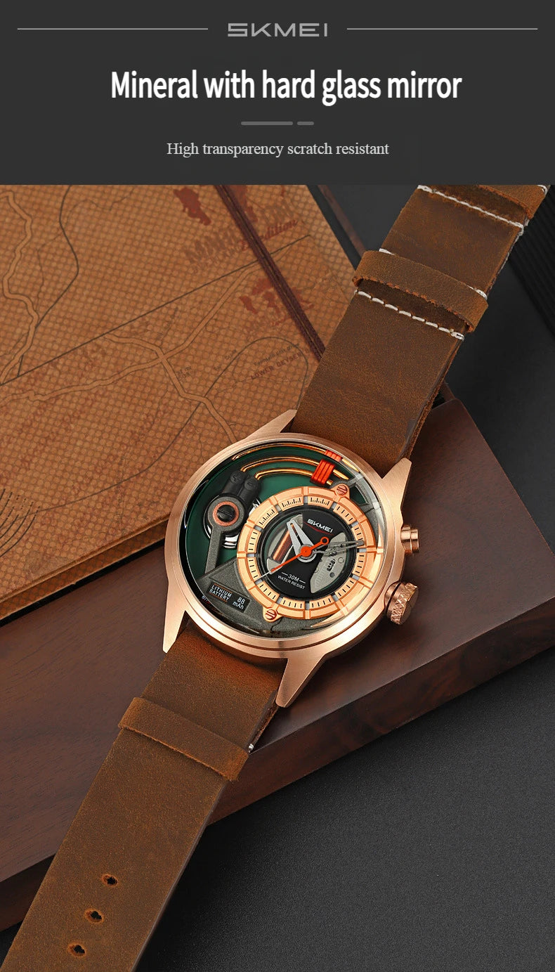 Creative cyberpunk style men's wristwatch 3D dial LED light simple leisure quartz watches for man reloj poedagar hombre