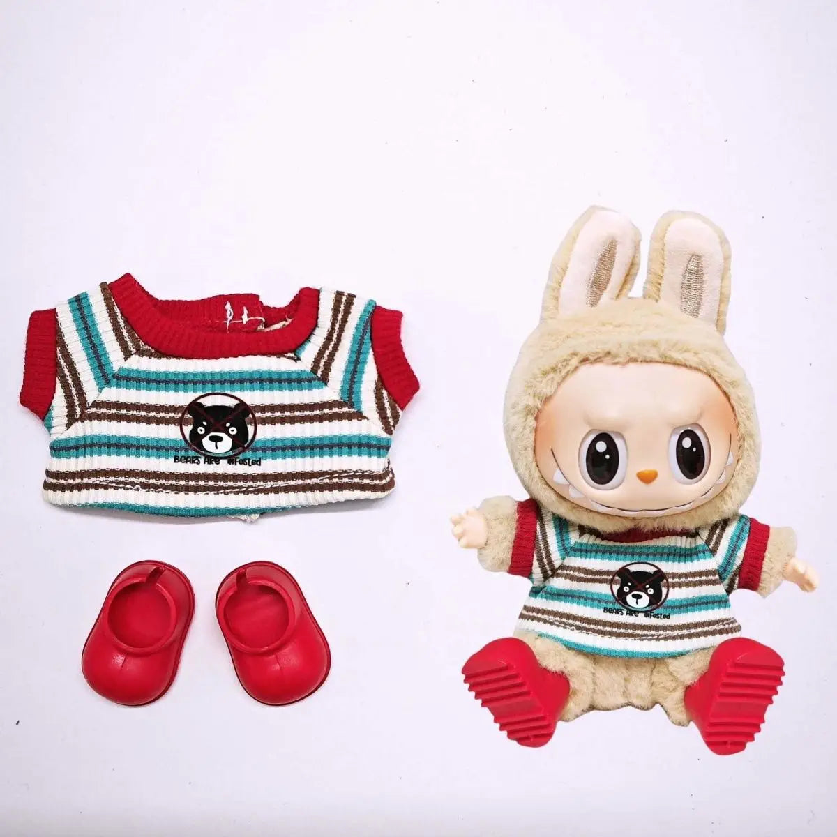 Labubu 3.0 Big Into Energy Red Sports Outfit with Earphones for 15/17cm Ropa Labubu Dolls