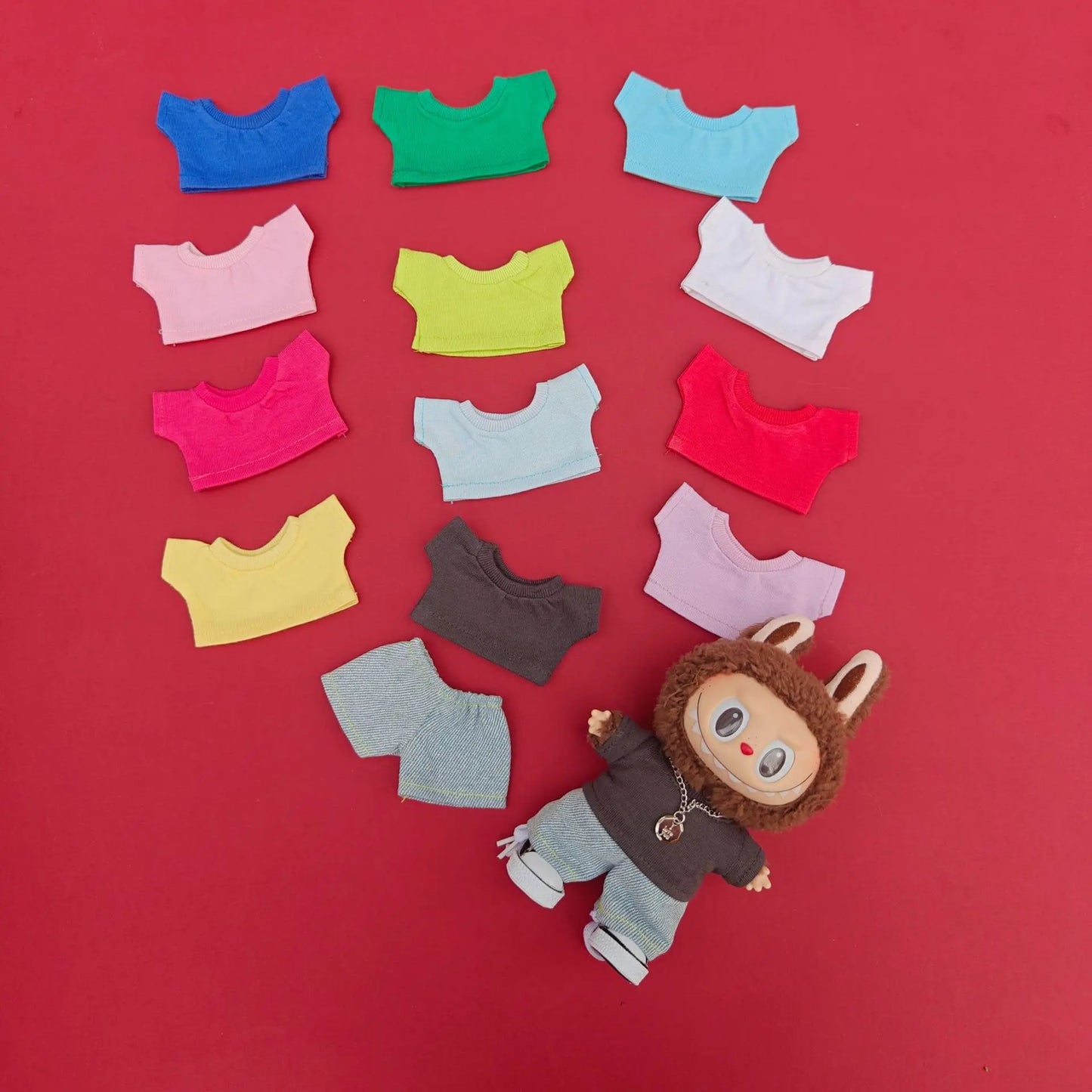 Labubu 3.0 Doll 15/17cm Hoodie with Jeans Set Outfit Accessories for Ropa Labubu