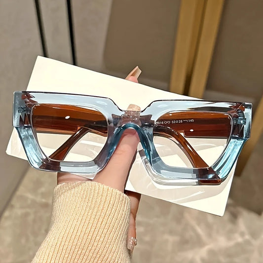 Y2K Oversized Clear Lens Glasses with Leopard Print Frame, Blue Light Blocking, Fashionable Accessory for Casual Attire