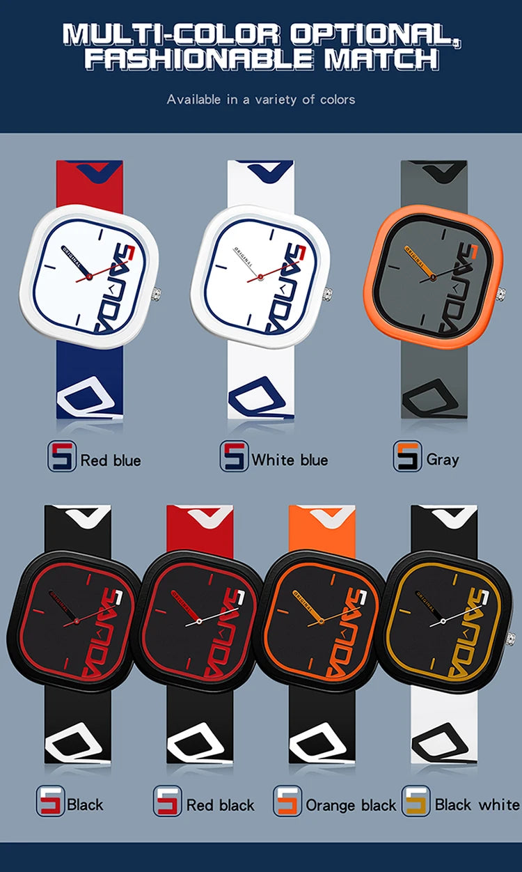 SANDA Brand Fashion Sports Quartz Watch Men Luxury Casual Waterproof Silicone Strap Men Clock  Simple Design Men Wristwatch 3203