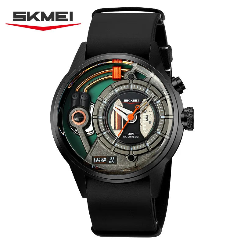 Creative cyberpunk style men's wristwatch 3D dial LED light simple leisure quartz watches for man reloj poedagar hombre